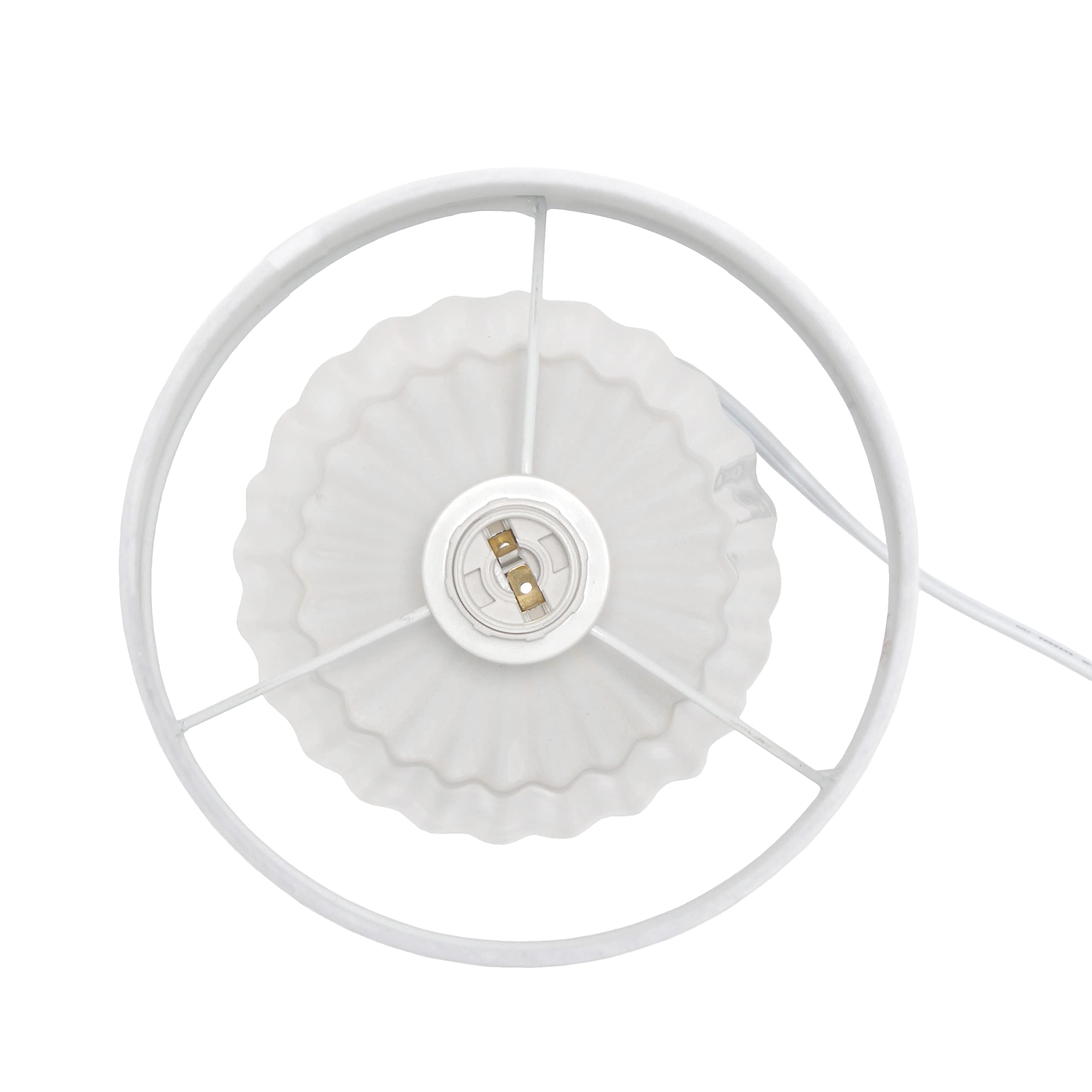 Simple Designs LT1120-OFF Petite Mini Pleated English Ceramic Base Table Lamp, Off White