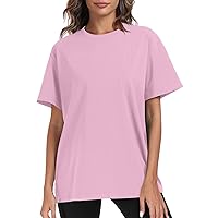 Women's Fall Tops T Shirts Short Sleeve Tees Fashion Tops Lightweight Soft Casual Summer Outfits Clothes, S-3XL