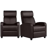 Yaheetech Padded Seat Recliner Chair Set of 2 Single Sofa Recliner Home Theater Seating PU Leather Upholstered Reclining Chair Brown
