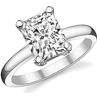 Bright Diamond 2.10 Carats Radiant Cut Cubic Zirconia CZ Engagement Rings White Gold Plated Sterling Silver