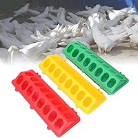 WSERE 3 Pack Plastic Flip Top Bird Small Poultry Feeder for Pigeon Quails Ducklings Birds, Green Red Yellow No Mess No Waste Multihole Birds Feeding Dish Dispenser Chick Feeder