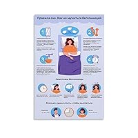 NEITTGYY Sleep Poster How to Avoid Insomnia Art Poster Canvas Painting Wall Art Poster for Bedroom Living Room Decor 24x36inch(60x90cm)
