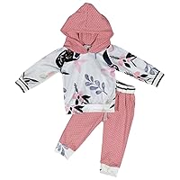 Baby Girls 2 Pieces Pant Set Long Sleeve Floral Hoodie Pant Clothing Set 0-24M