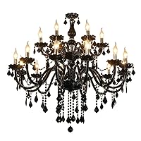 Boho Black Crystal Chandelier - Adjusted Hanging Pendant Light Fixture Flush Mount Ceiling Lamp for Living Room Bedroom Dinning Room Stairs Foyer Candelabros