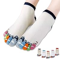 MgDa Women's 5 Toe Socks, Hard to Slip Off, Breathable, Odor Resistant, One Size, Ankle Length, Sweat Absorbent, Quick Drying, 5 Colors, 5 Pairs Set