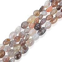 1 Strand Adabele Natural Brown Botswana Agate Healing Gemstone Loose Beads 6mm to 8mm Free Form Oval Tumbled Pebble Stone Beads 15 inch for Jewelry Making GZ11-26