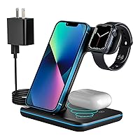 Wireless Charging Station, RELAXYO 3 in 1 Wireless Charger Stand Fast Charging Dock, Compatible with iPhone14/13/12 Pro/Pro Max/Samsung, Apple Watch 6/5/4/3/2/SE, AirPods 3/2 Pro