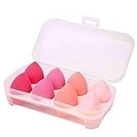 8 Pcs Makeup Sponges Set Blender Beauty Foundation Blending Sponge, Flawless for Liquid, Cream and Powder, Multi-colored Cosmetic Applicator Puff for Dry/Wet Use (Pink)