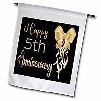 3dRose Happy 5th Anniversary Image Of Gold Bow and Ribbons - Flags (fl-377981-2)