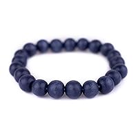 The Bead Chest Wood Stretch Bracelet, Cobalt Blue - Stackable Beaded Jewelry, Unisex for Men & Women