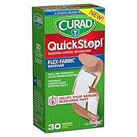 Curad Quickstop Instant Clotting Technology Flex-Fabric Bandages,30 ct(4 Pack)