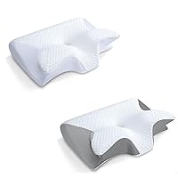HOMCA Memory Foam Cervical Pillow, 2 in 1 Ergonomic Contour Orthopedic Pillow for Neck Pain, Contoured Support Pillows for Side Back Stomach Sleepers
