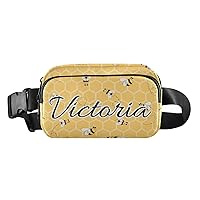 Custom Yellow Bees Honey Fanny Packs for Women Men Personalized Belt Bag with Adjustable Strap Customized Fashion Waist Packs Crossbody Bag Waist Pouch for Cycling Hiking