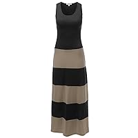 Women's Casual Soft Stretch Bold Striped Sleeveless Dress Made in USA