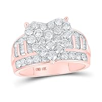 The Diamond Deal 10kt Rose Gold Round Diamond Heart Bridal Wedding Engagement Ring 2 Cttw