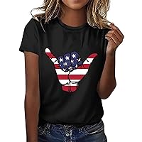 XJYIOEWT Graphic Tees for Women Crop Top Tie Knot Independence Day Shirt Women Graphic T Shirts for Women Top Crewneck