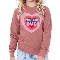 You Are Loved Kids' Raglan Sweatshirt - Heart Sponge Fleece Sweatshirt - Graphic Sweatshirt