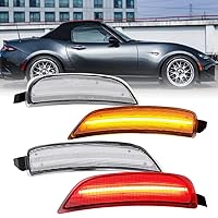 NSLUMO LED Side Marker Lights for 2016-up Mazda MX-5 Miata ND Clear Lens Amber Front & Rear Red Marker Lights Replace OEM Sidemarker Lamps