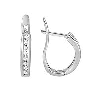 Mother's Day Gift For Her 1/4 Carat Total Weight (cttw) Diamond Hoops in 10K Gold Earrings for Women