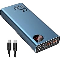 Baseus Power Bank, 65W 20000mAh Laptop Portable Charger, Fast Charging USB C 4-Port PD3.0 Battery Pack for MacBook Dell XPS IPad iPhone 15/14/13/12 Pro Max Mini Samsung Steam Deck