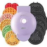 Mini Waffle Maker with 7 Removable Plates-Spring Themed Plates - Bunny Clover Heart with Storage Container Non-Stick Coating- Temperature Control- Indicator Light for Home and Travel Mini Waffle Maker with 7 Removable Plates-Spring Themed Plates - Bunny Clover Heart with Storage Container Non-Stick Coating- Temperature Control- Indicator Light for Home and Travel