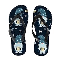 Vantaso Slim Flip Flops for Women Xmas Gnome Snowflakes Yoga Mat Thong Sandals Casual Slippers