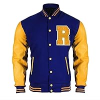 Varsity Letterman Jacket R Bomber Genuine Leather Jackets for Men