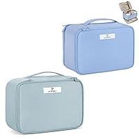 Pocmimut Makeup Bag & Makeup and Jewelry Bag,Makeup Bag for Women 2 in 1 Makeup and Jewelry Travel Bag Organizer Portable Make Up Brush Bags for Earrings Necklaces Bracelets(Blue)