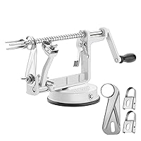 Apple Peeler Corer, Long lasting Chrome Cast Magnesium Alloy Apple Peeler Slicer Corer with Stainless Steel Blades and Powerful Suction Base for Apples and Potato(White)