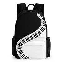Yin Yang Piano Keys Laptop Backpacks 16 Inch Travel Shoulder Bag Multipurpose Casual Hiking Daypack