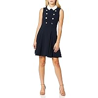 Tommy Hilfiger Women's Petite Collar Fit and Flare Dress, Black