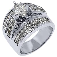 18k White Gold 4.82 Carats Marquise & Princess Diamond Engagement Ring