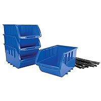 Performance Tool W5196 Large Stackable Storage Trays - Adjustable for Vertical or Horizontal Position, Blue, Pack of 4