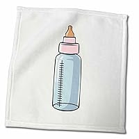 3dRose Susans Zoo Crew Baby Kid Designs - Baby Bottle Blue Tinted - Towels (twl-175709-3)