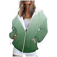 Fall Outfits For Women,Women'S Long Sleeve Printed Sweatshirt Long Sleeve Pocket Jacket Zipper Hoodie Coat Autumn
