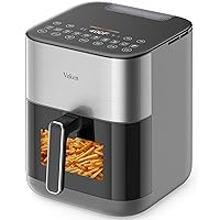 Veken 6.5qt Air Fryer, No Flipping Required, with Stainless Steel & Clear Window, 13-in-1 Functions, Advanced Air Fryer for Healthy, Fast & Efficient Frying,Grey