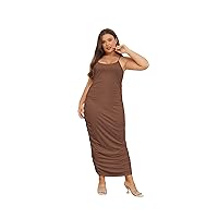 Aidomaggie Plus Size Maxi Dress for Women, Spaghetti Strap Summer Dresses, Sexy Bodycon Dresses for Club Cocktail Party