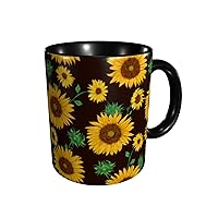 Sunflower Coffee Mug Funny - Ceramic Tea Cup for Men Women Office and Home Novelty Mugs Ideal Gifts Birthday Microwave Safe 11oz
