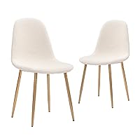 CangLong Velvet Cushion Seat Back, Mid Century Metal Legs for Kitchen Dining Room Side Chair, Set of 2, Cream