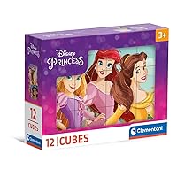 Clementoni - Disney Princess Princess-12 Pieces Children 3 Years, Cartoons, Cubes, Puzzle, Made in Italy, Multicoloured, 41197