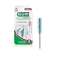 GUM Proxabrush Go-Betweens Refills - Moderate - Compatible with GUM Permanent Handle - Reusable Interdental Brushes - Soft Bristled Dental Picks, 8ct(6pk)