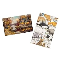 Two Plastic Jigsaw Puzzles Bundle - 1000 Piece - Evgeny Lushpin - Tranquility and 1000 Piece - Smart - Cats Chow Down [H2852+H2864]