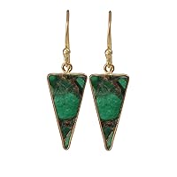 Triangle Shape Emerald Mohave Earring | Green Drop & Dangle Earrings | Natural Gemstone Earrings | Gold Plated Jewelry | Earrings For Her | 157601,