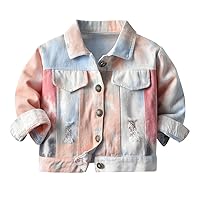IDOPIP Toddler Kid Baby Boys Girls Denim Jacket Long Sleeve Button Down Jeans Coat Cowboy Overcoat Hoodie Casual Outwear
