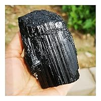 Room Decoration Natural Black Tourmaline Stone Rough Rock Sample Crystal Sphere Black Tourmaline Crystal Home furnishings raw Materials Beautiful (Size : 600-650g)