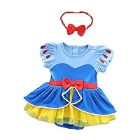 Dressy Daisy Infant Baby Girl Princess Romper Costume Onesie Fancy Dress Bodysuit Halloween Birthday Outfit with Headband