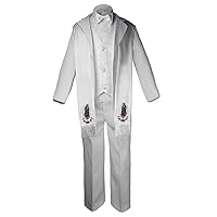 6pc Baby Toddler Boy Formal Communion Baptism White Tuxedo Suit Mary Stole Sm-20