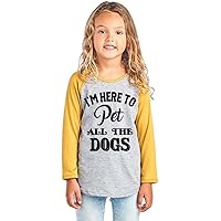 Girl's Graphic Baseball Tee T-Shirt top - I'm Here to Pet All The Dogs!
