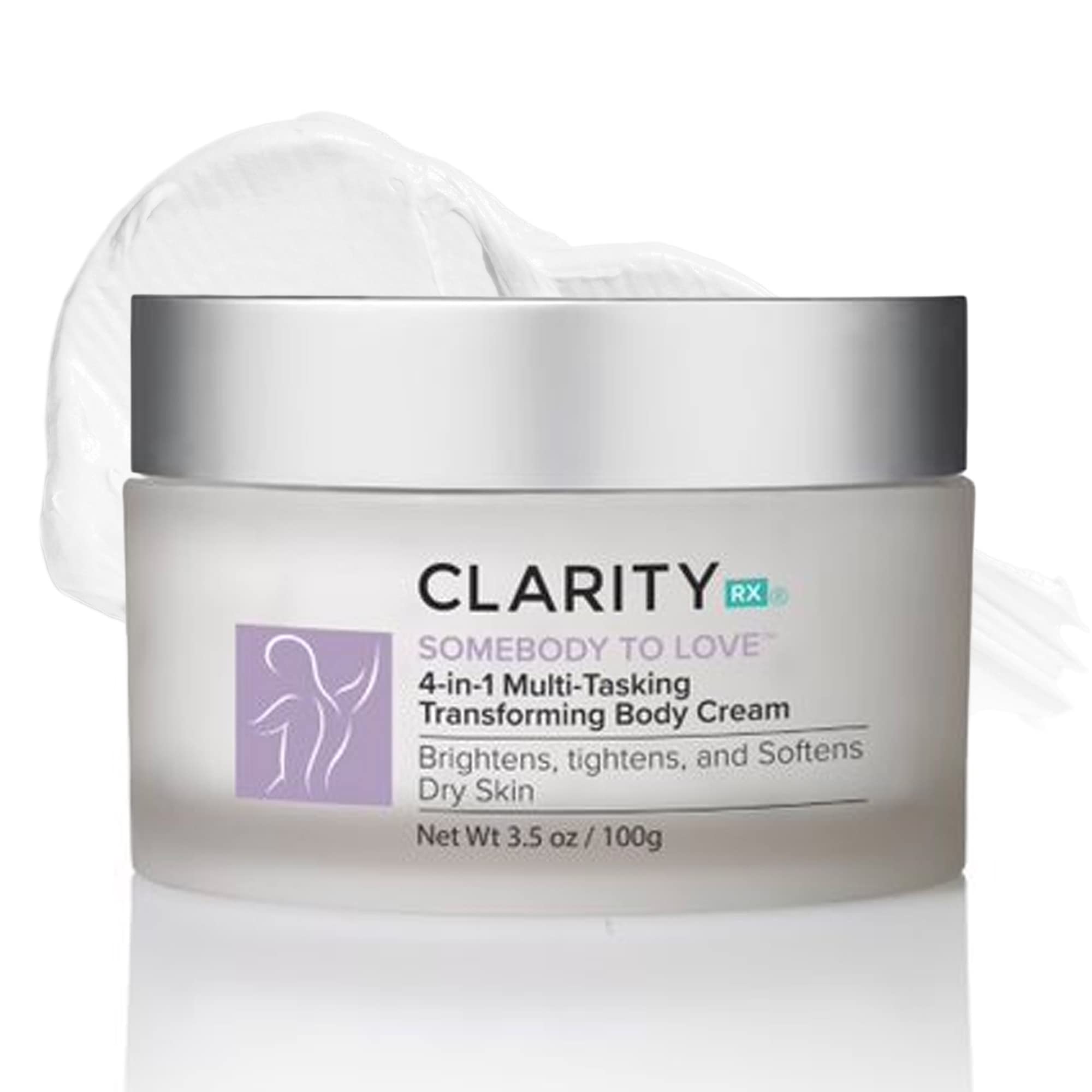 ClarityRx SomeBODY To Love 4-in-1 Anti-Aging Body Cream, Natural Plant-Based Moisturizing Lotion for Brightening, Tightening & Smoothing Dry Skin (3.5 oz)