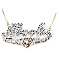 Rylos Necklaces For Women Gold Necklaces for Women & Men 14K Yellow Gold or White Gold Personalized 15MM Diamond 3D Shadow Double Nameplate Necklace 14k Yellow With 18 inch chain. Necklace